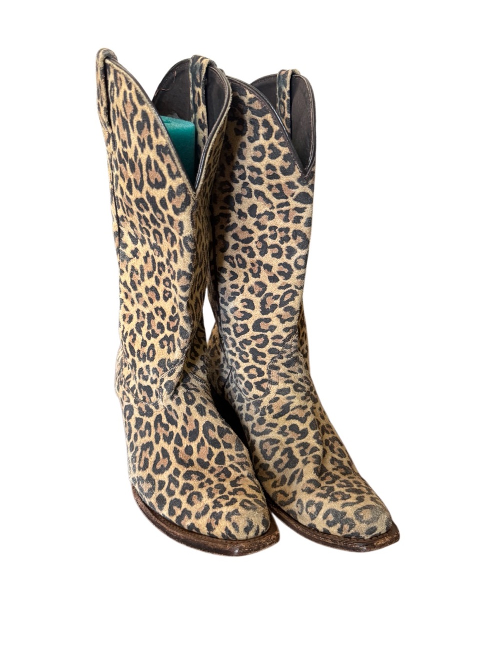 Leopard Print Women's Western Boots by Pecos Bill -Tan Black -Size 8